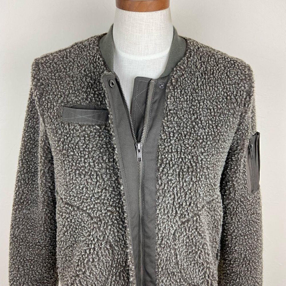 Urban Outfitters BDG Teddy Bomber Jacket - Olive Green - Picture 4 of 7